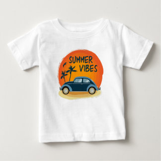 summer vibe with retro car on the beach  baby T-Shirt
