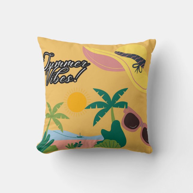 Summer Vibe Yellow Throw pillow (Front)
