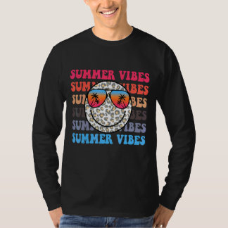 Summer Vibes 2022 Leopard Smile Face Retro Vintage T-Shirt