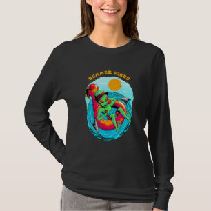 Summer Vibes Alien Resting in the Beach Vacation B T-Shirt