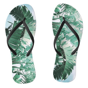 Summer Vibes Banana Leaves Pale Green Jandals
