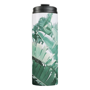 Summer Vibes Banana Leaves Pale Green Thermal Tumbler