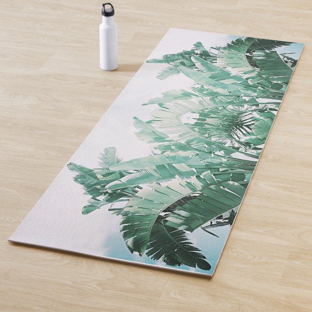 Summer Vibes Banana Leaves Pale Green Yoga Mat (In Situ)