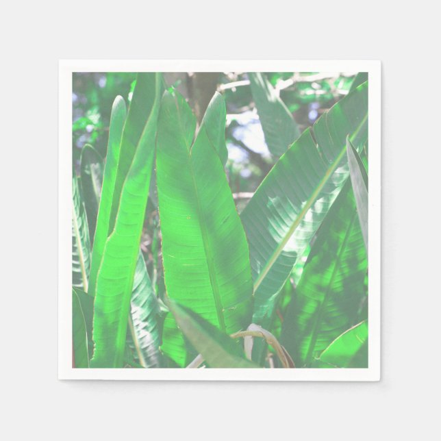 Summer Vibes Banana Tree Leaves Pale Green Napkin (Front)
