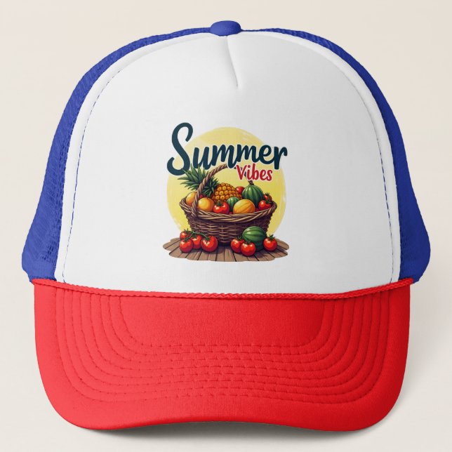 "Summer Vibes Basket" Trucker Hat (Front)
