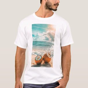 Summer Vibes Beach Coconut Drink Graphic T-Shirt