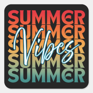 SUMMER VIBES BEACH FAMILY VACATION SQUARE STICKER