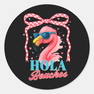 Summer Vibes Beach Flamingo Coquette Summertime Ho Classic Round Sticker