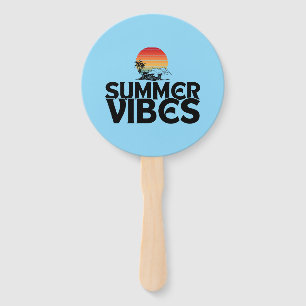SUMMER VIBES BEACH VACATION QUOTES TYPOGRAPHY HAND FAN
