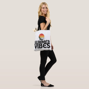 SUMMER VIBES BEACH VACATION QUOTES TYPOGRAPHY TOTE BAG