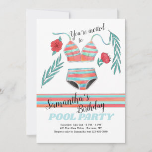 Summer Vibes Birthday Pool Party Invitation
