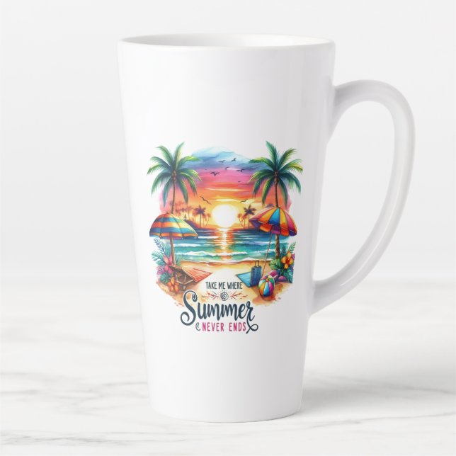 Summer Vibes Brushstroke Beach Sunset-34626 Latte Mug (Right)