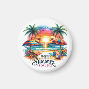 Summer Vibes Brushstroke Beach Sunset-34626 Sticke Magnet