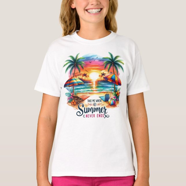 Summer Vibes Brushstroke Beach Sunset-34626 T-Shirt (Front)