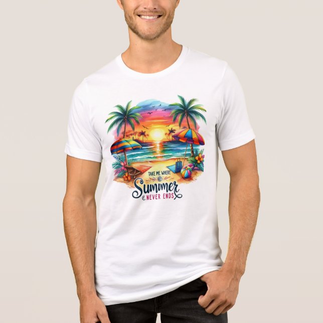 Summer Vibes Brushstroke Beach Sunset-34626 Tri-Blend Shirt (Front)