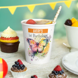 Summer vibes Butterfly - 1st birthday - Paper Cups