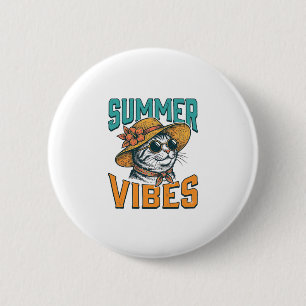 Summer Vibes Cat Vintage Engraving Design_1 6 Cm Round Badge