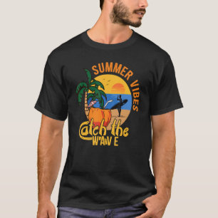 Summer Vibes Catch The Waves Sunset Surfing Beach  T-Shirt