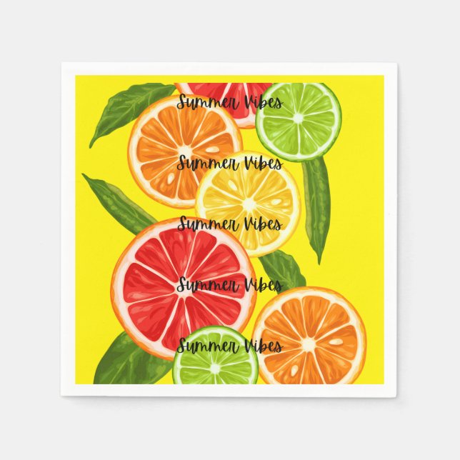 Summer Vibes Citrus Design, Colourful Fruit Graphi Napkin (Front)