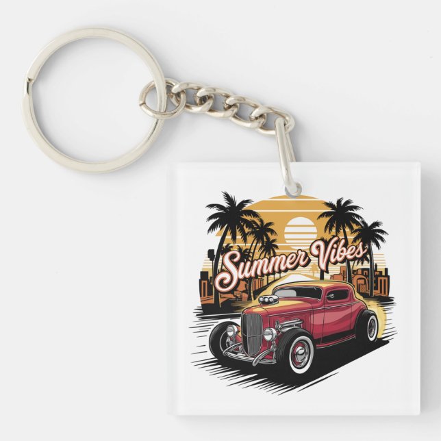Summer Vibes Classic Car Key Ring (Front)