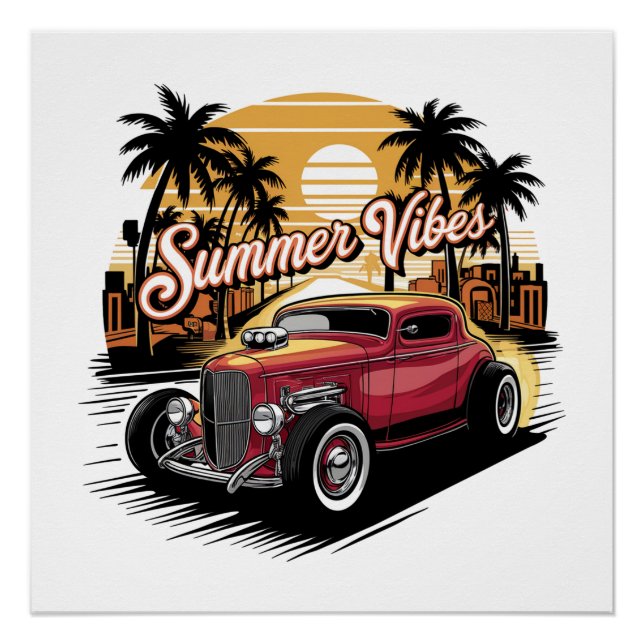 Summer Vibes Classic Car Poster (Front)