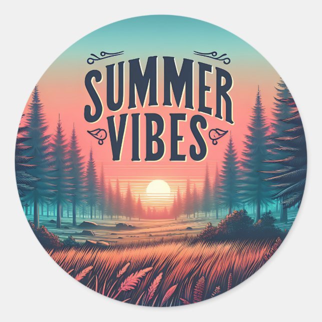 Summer Vibes Classic Round Sticker (Front)