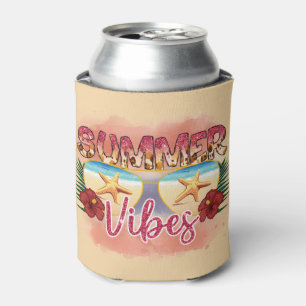Summer Vibes Coastal Beach Sunglasses Design Can Cooler