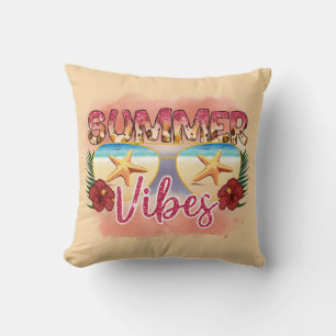 Summer Vibes   Coastal Beach Sunglasses Design Cushion