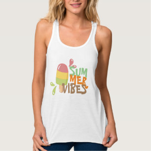 Summer vibes colourful cute ice cream vacay womens singlet