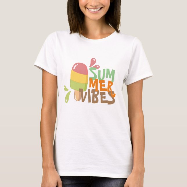 Summer vibes colourful cute ice cream vacay womens T-Shirt (Front)