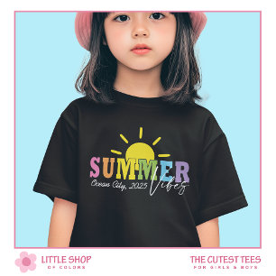 Summer Vibes Colourful Typography Girls T-Shirt
