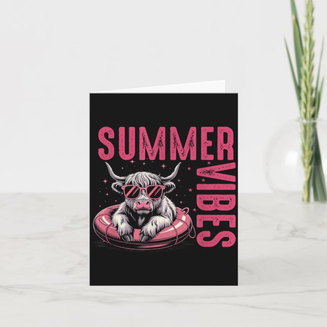 Summer Vibes Cool Cow Sunglasses Pool Card (Front)