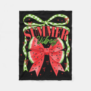 Summer Vibes Coquette Bow Watermelon Beach Trip Wo Fleece Blanket