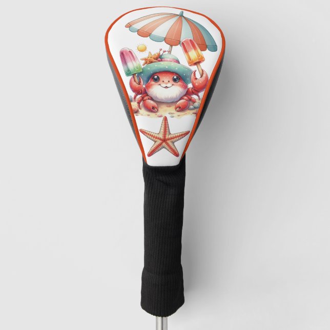 Summer Vibes Crab with Popsicles Golf Head Cover (Front)