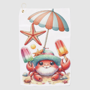 Summer Vibes Crab with Popsicles Golf Towel