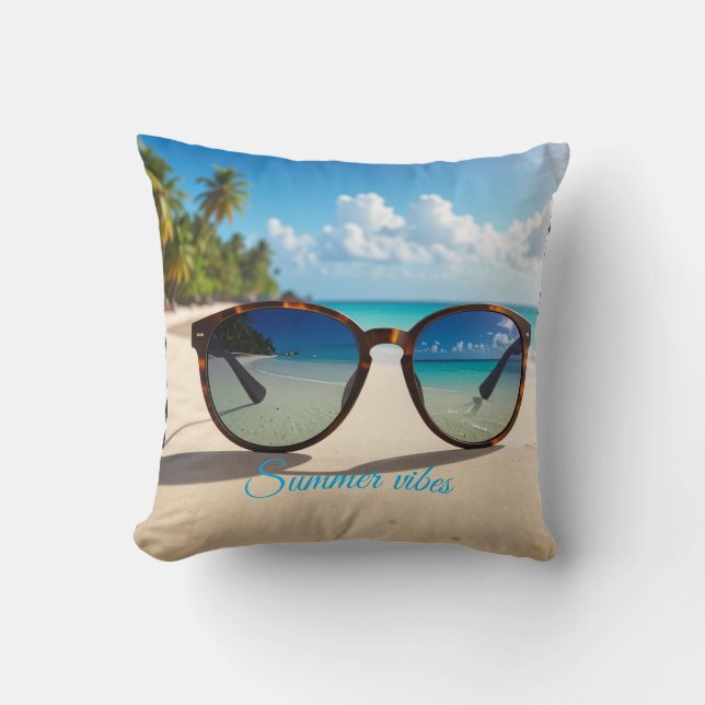 Summer vibes custom text cushion (Front)