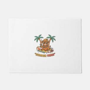 Summer Vibes Cute Highland Cow Beach Vacation Shir Doormat
