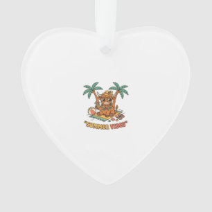 Summer Vibes Cute Highland Cow Beach Vacation Shir Ornament