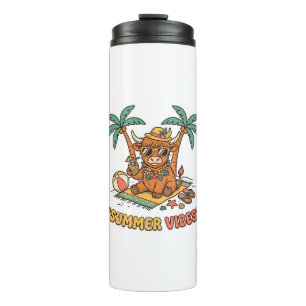 Summer Vibes Cute Highland Cow Beach Vacation Shir Thermal Tumbler