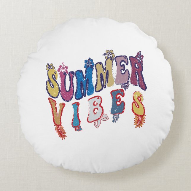 Summer vibes design round cushion (Front)