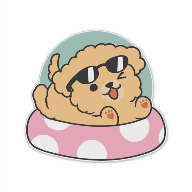Summer Vibes Dog – Floating Puppy with Sunglasses (Front)