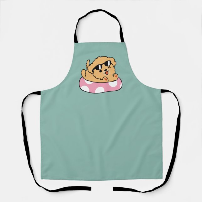 Summer Vibes Dog – Floating Puppy with Sunglasses Apron (Front)