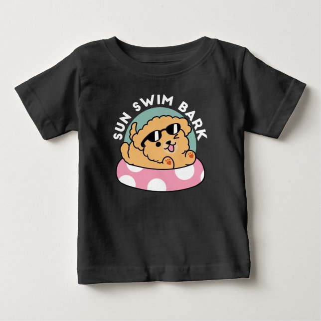Summer Vibes Dog – Floating Puppy with Sunglasses Baby T-Shirt (Front)