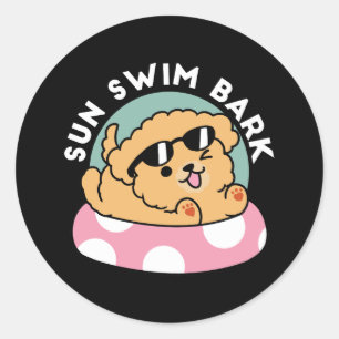 Summer Vibes Dog – Floating Puppy with Sunglasses Classic Round Sticker