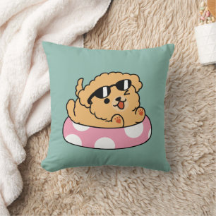 Summer Vibes Dog – Floating Puppy with Sunglasses Cushion