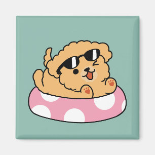 Summer Vibes Dog – Floating Puppy with Sunglasses Magnet