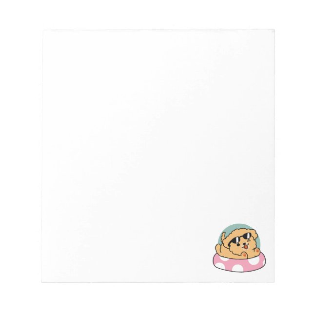 Summer Vibes Dog – Floating Puppy with Sunglasses Notepad (Front)