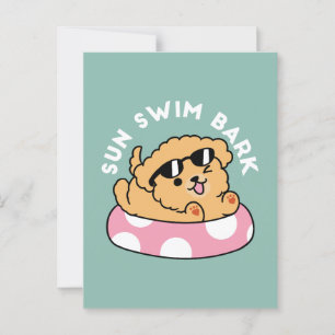 Summer Vibes Dog – Floating Puppy with Sunglasses Postcard