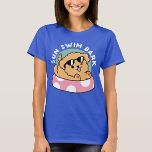 Summer Vibes Dog – Floating Puppy with Sunglasses T-Shirt