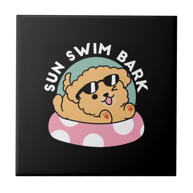 Summer Vibes Dog – Floating Puppy with Sunglasses Tile (Front)